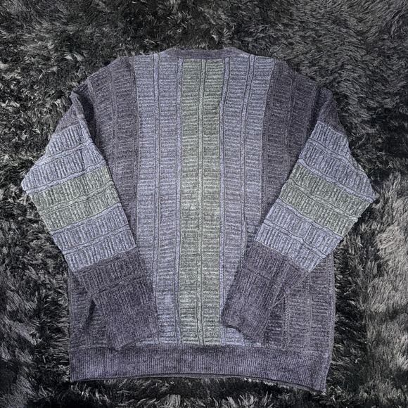 Lorenzo Sweater Mens XL Blue Gray V Neck Wool Blend Colorblock Knit Casual Warm - Picture 7 of 7